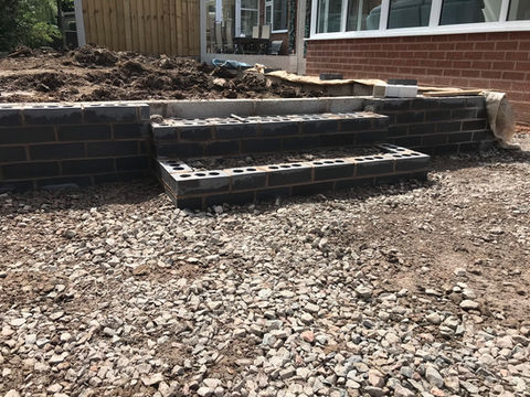 Bricklaying work indicating stair work