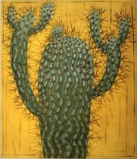 Peinture d'un cactus, peinture de cactée, peinture botanique
