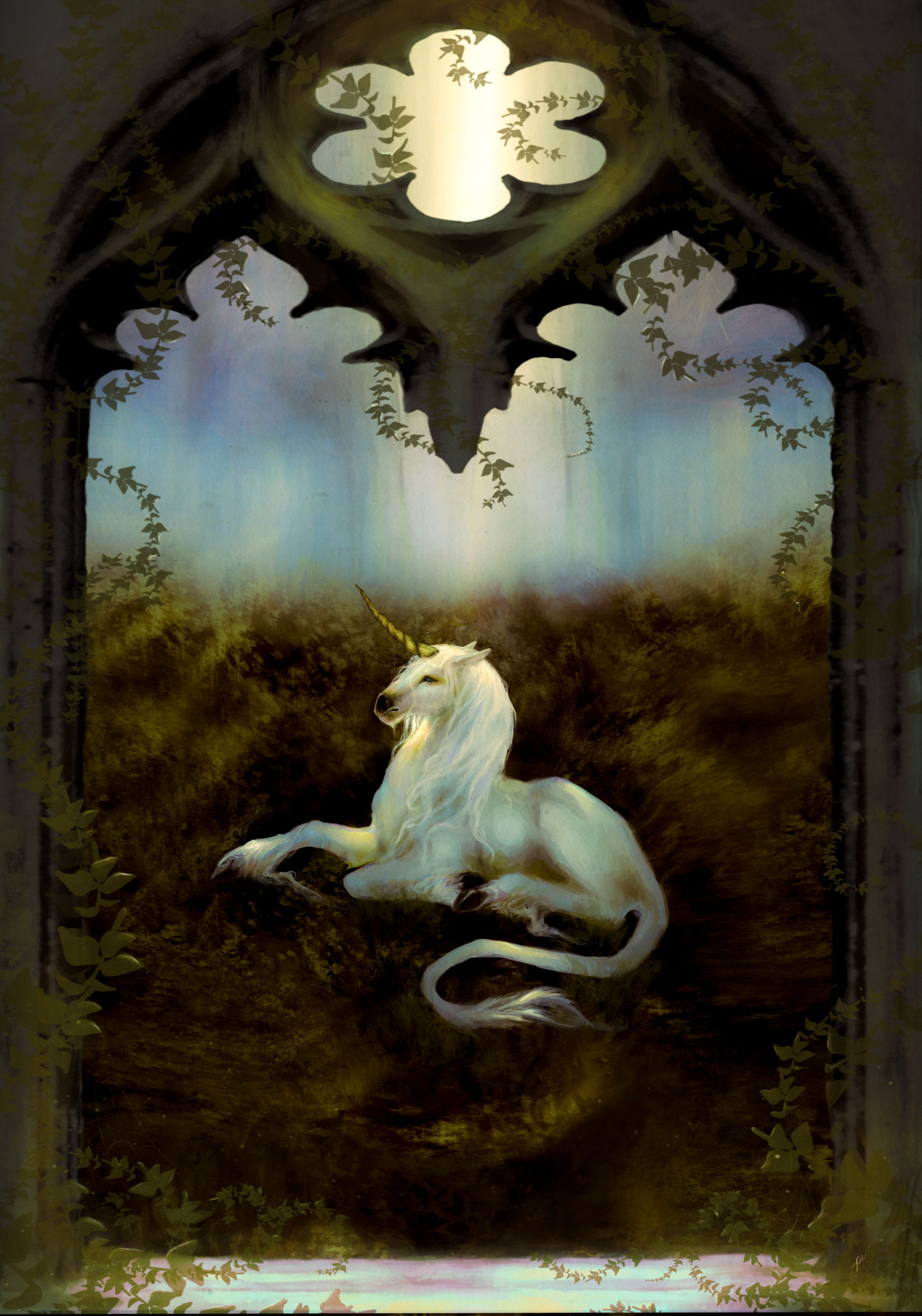 Medieval Unicorn Art “The Castle Window” Print | The Last Unicorn art