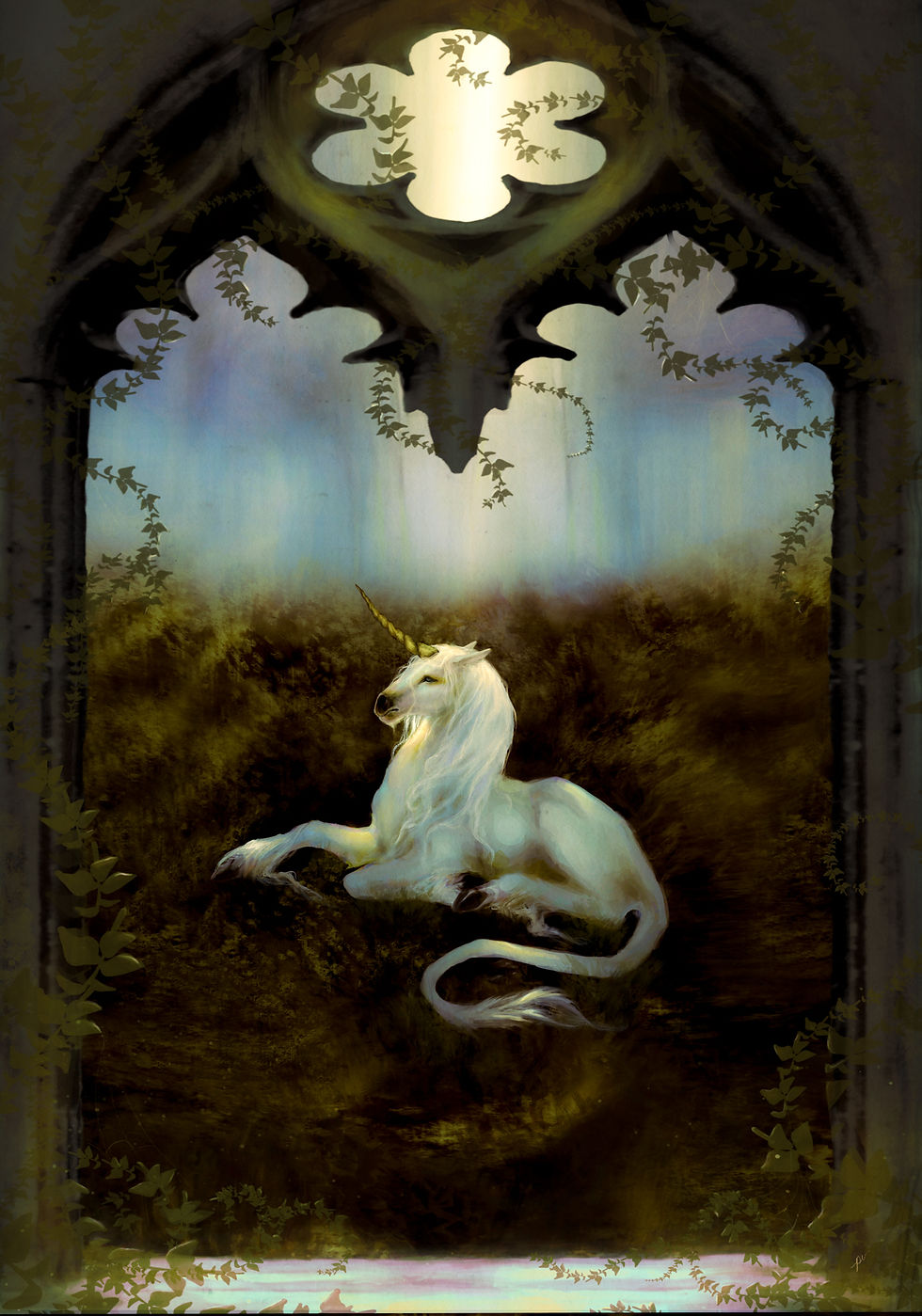 Medieval Unicorn Art “The Castle Window” Print | The Last Unicorn art