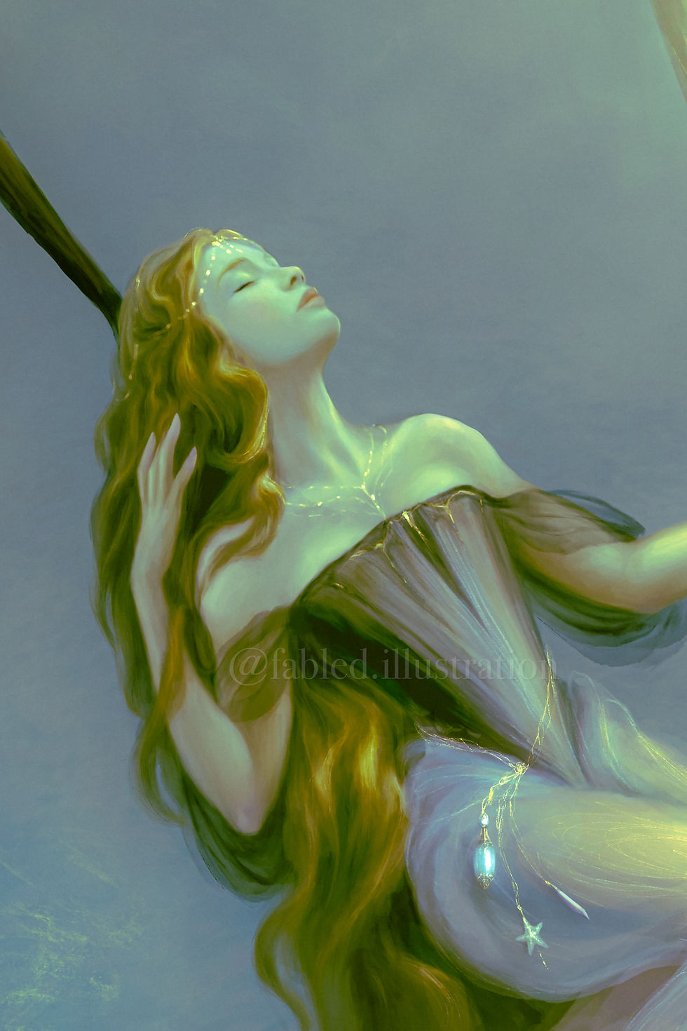 Thumbnail: Whimsygoth art “Golden Threads” Giclee Print by Fabled Illustration