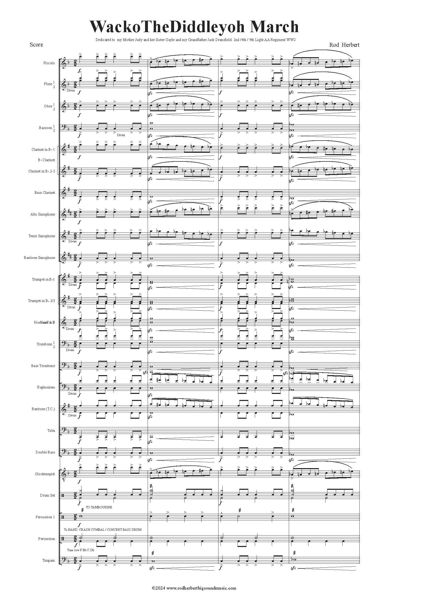 WackoTheDiddleyOh March - Concert Band Composition by Rod Herbert