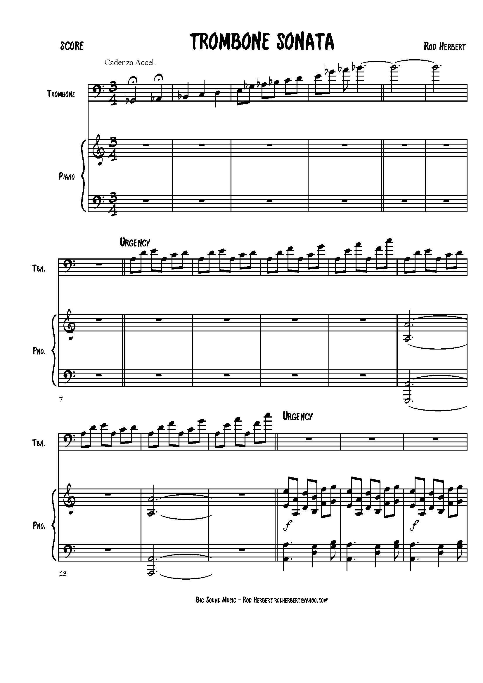 Solo Repertoire - SONATA for TROMBONE and PIANO - Rod Herbert