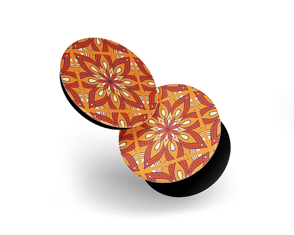 Pop Socket D35 with orange mandala pattern