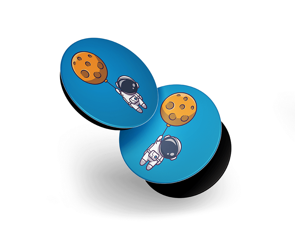 Two Pop Sockets with astronaut holding moon balloon