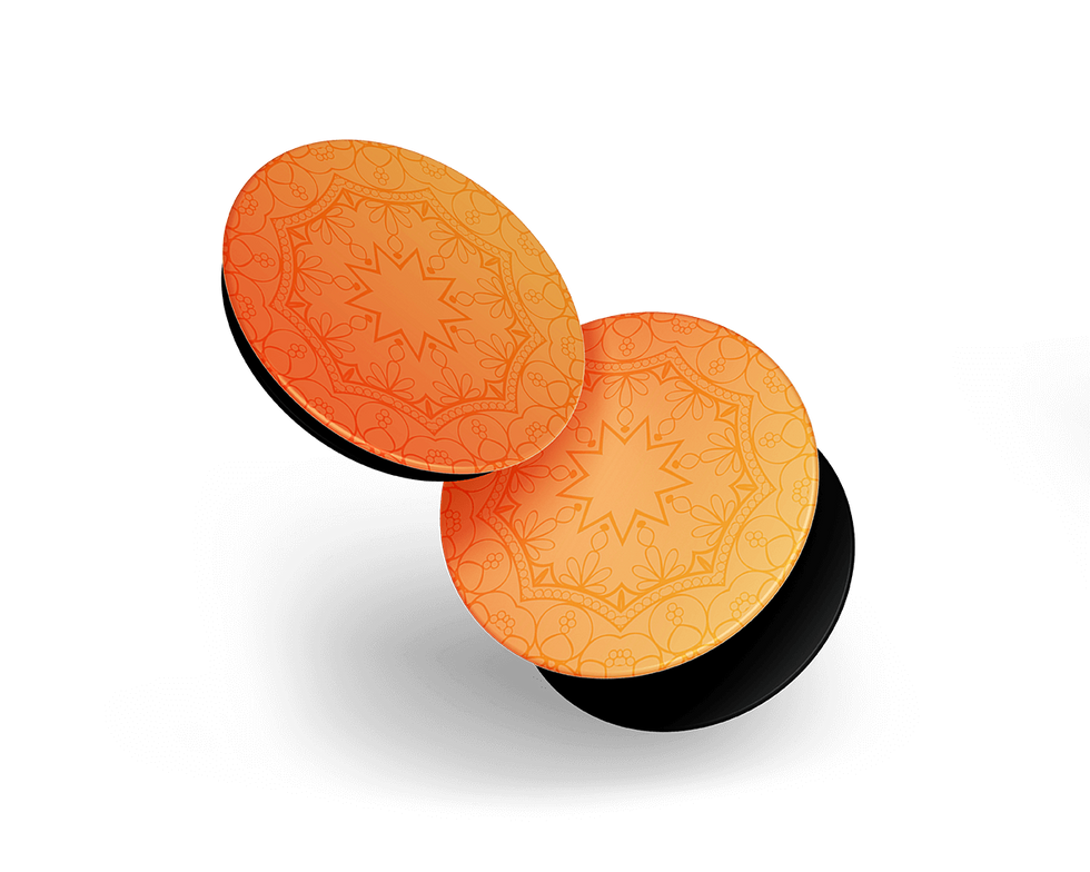 Orange Pop Sockets with mandala design