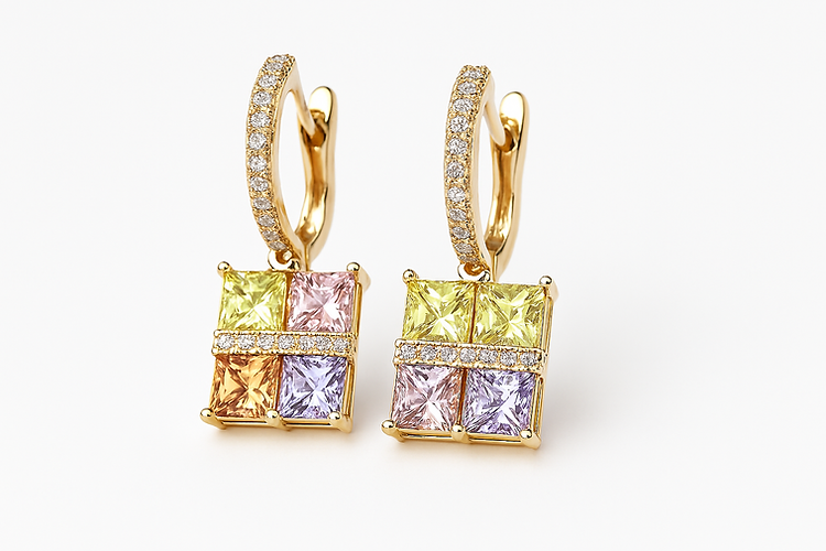 colorful gemstones drop earrings