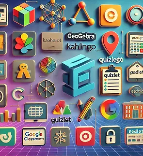 DALL·E 2025-03-03 17.38.55 - A digital collage of educational tool icons, including GeoGeb