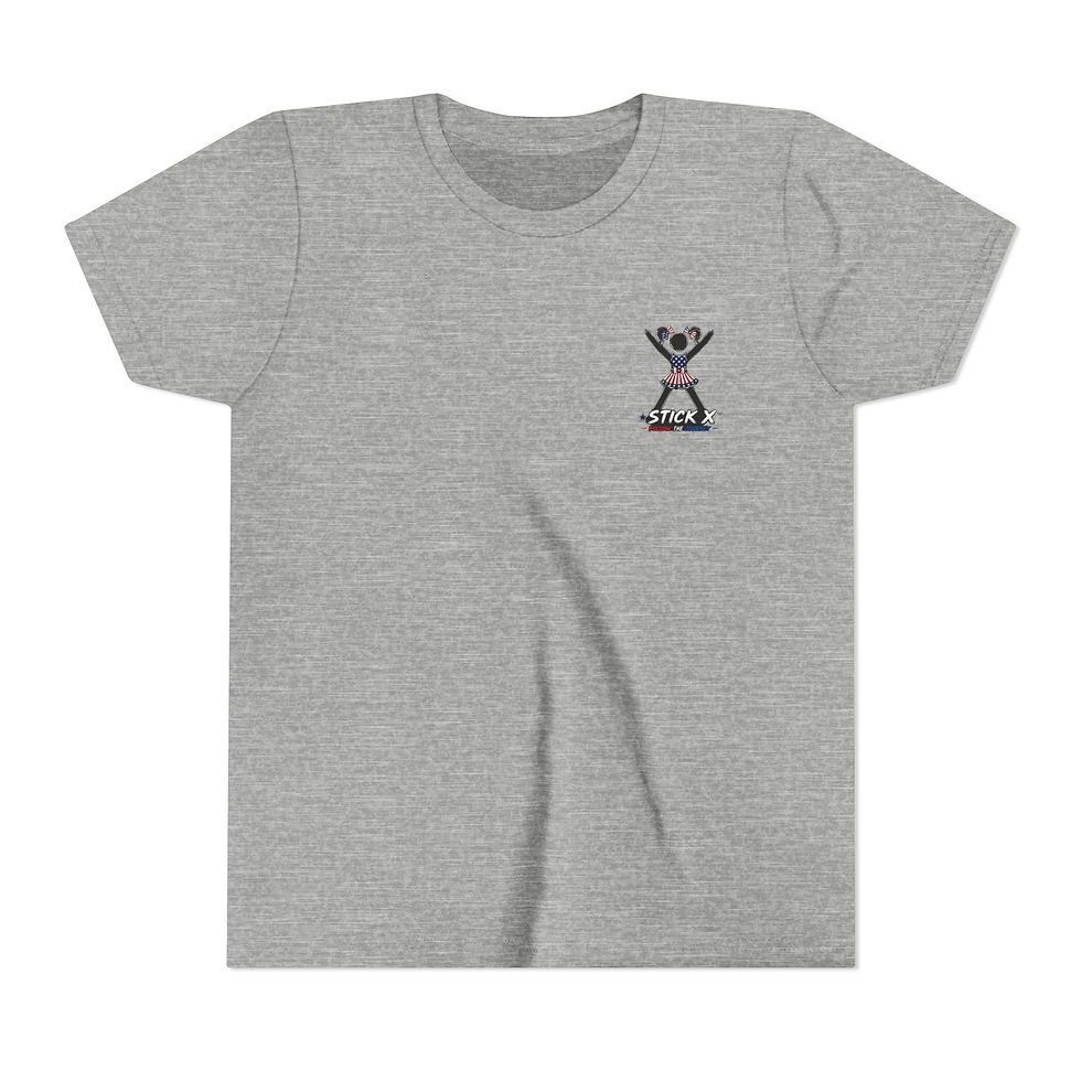 Thumbnail: Youth Tee — "American Girl Stick X" Cheer Graphic Patriotic Kids Shirt