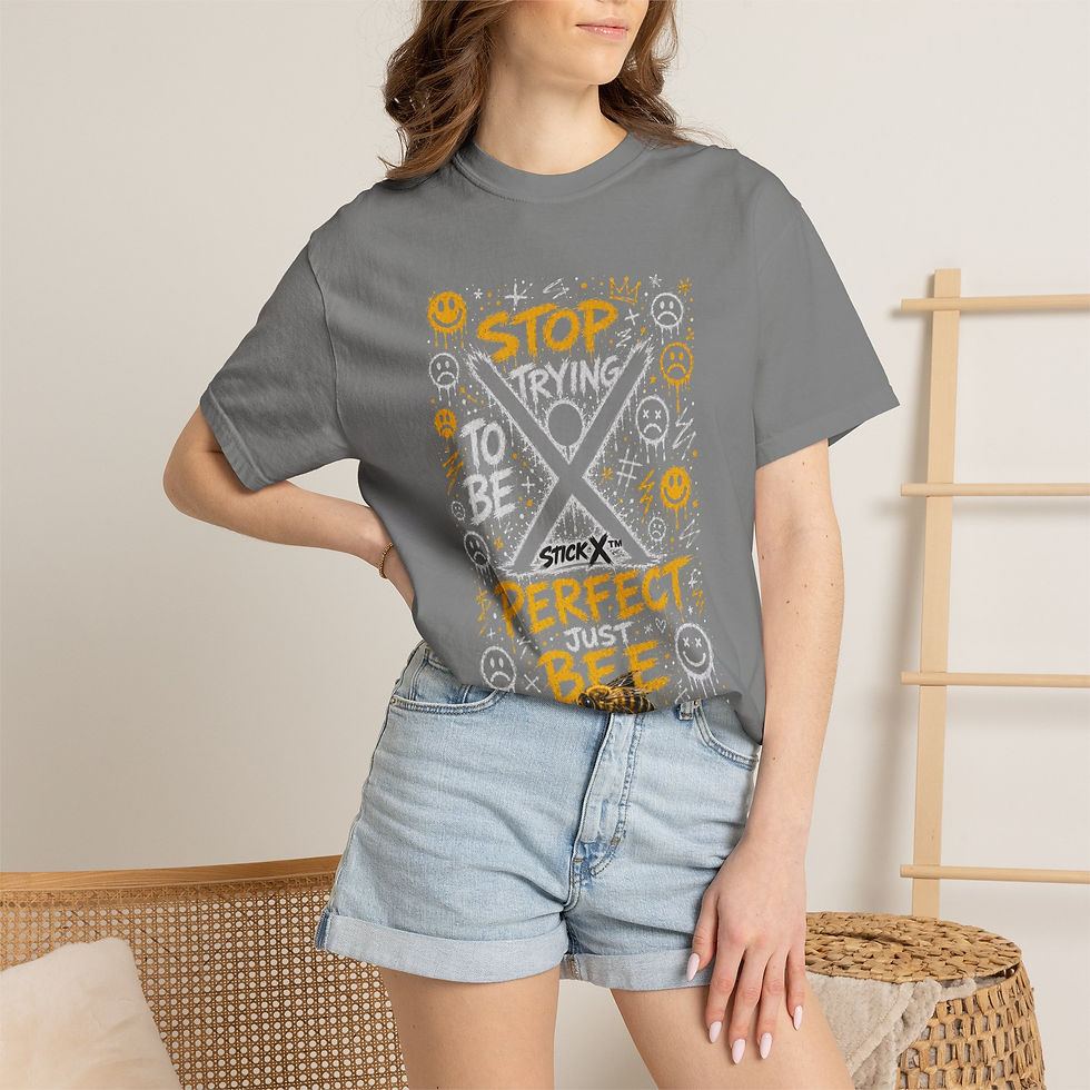Thumbnail: Stop Trying to Be Perfect — Graphic T-Shirt (Perfect Bee Motivational Design)
