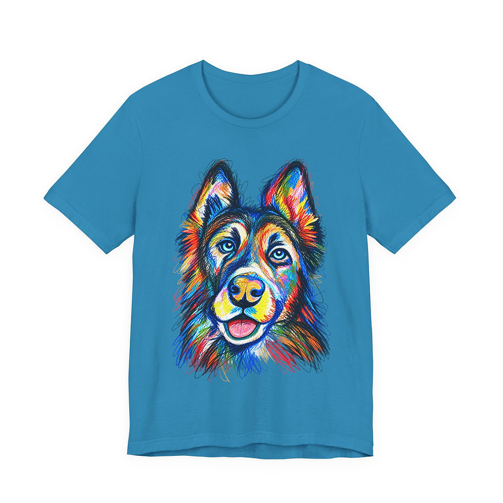 Thumbnail: Colorful Husky Portrait T-Shirt | Vibrant Dog Face Tee