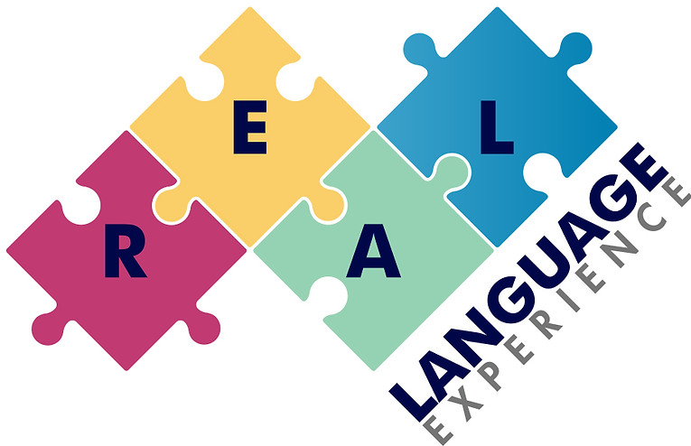 Real Language Experience logo with colorful puzzle pieces