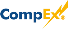 CompEx logo with lightning bolt symbol