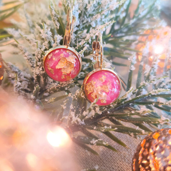 Boucles d'oreilles "Les Pépites - Fuchsia" : une création de MELON DOUX