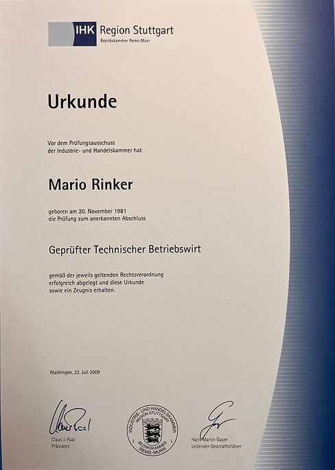 Urkunde Betriebswirt