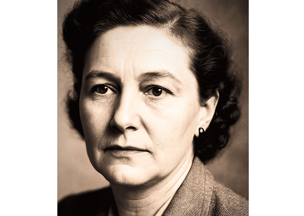 Sepia-toned portrait of Virginia Hall, WWII spy with a wooden leg and a fearless reputation