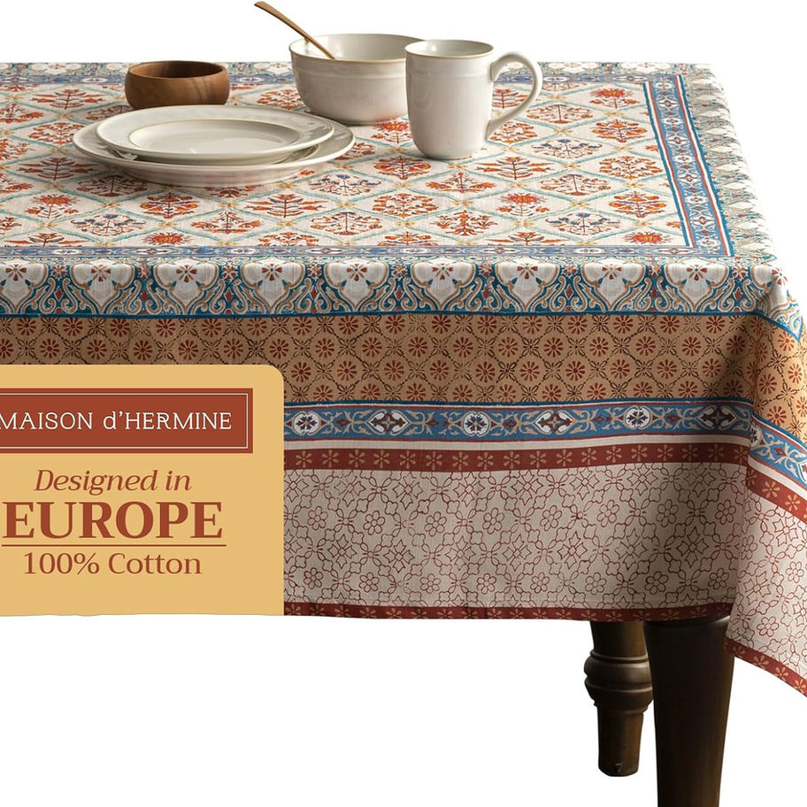 Maison d'Hermine tablecloth, Designed in Europe, 100% Cotton