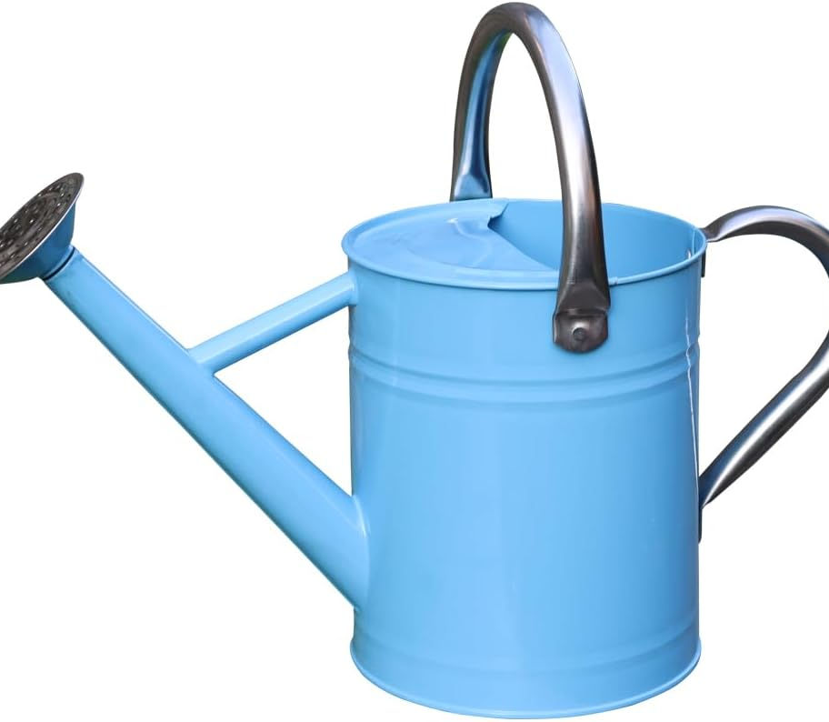 Light blue metal watering can