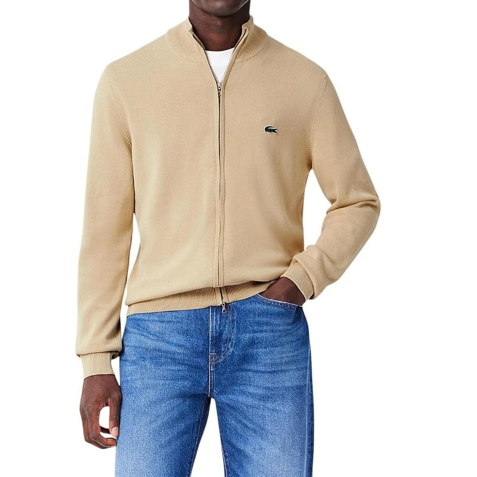 Lacoste Men's Zip-up High-Neck Cotton Sweater
