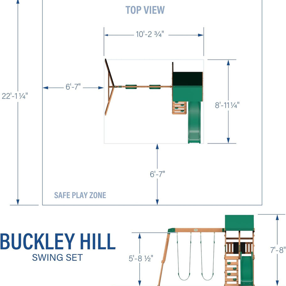 Buckley Hill Swing Set: Dimensions and design