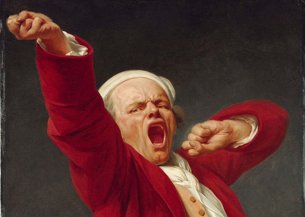 Oil Painting entitled "Self-Portrait, Yawning" by Joseph Ducreux.