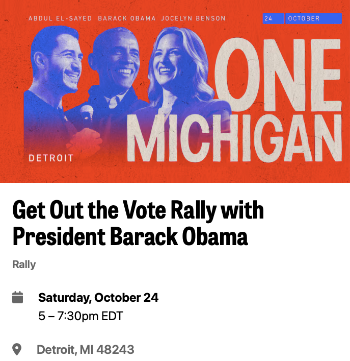 Event in Detroit with Obama, Benson, & El-Sayed