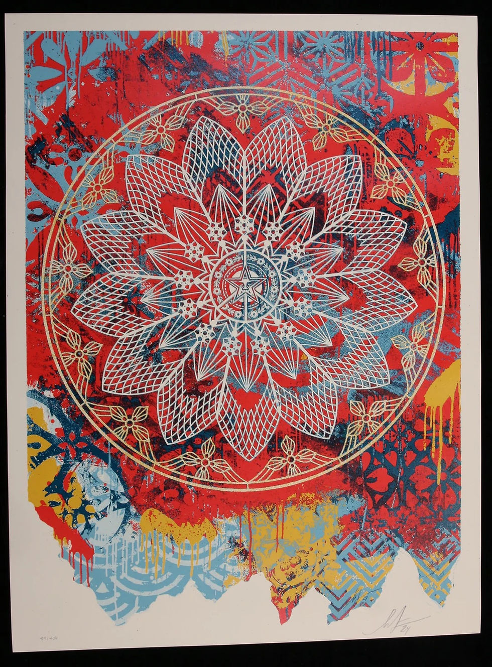 Thumbnail: Shepard Fairey (Obey Giant) - Collage Peace Mandala Red