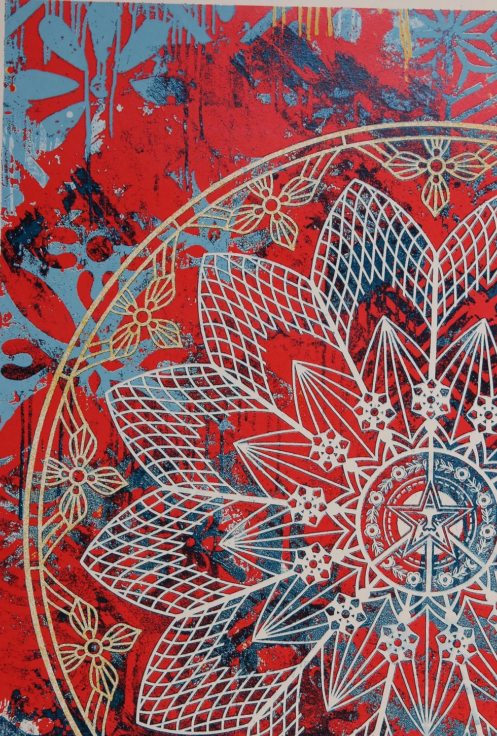 Thumbnail: Shepard Fairey (Obey Giant) - Collage Peace Mandala Red