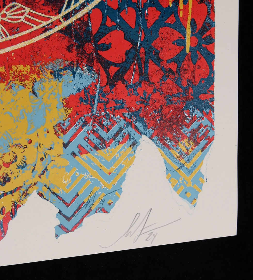 Thumbnail: Shepard Fairey (Obey Giant) - Collage Peace Mandala Red