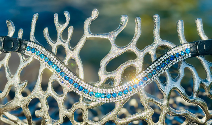 Blue rhinestone crystal browbands