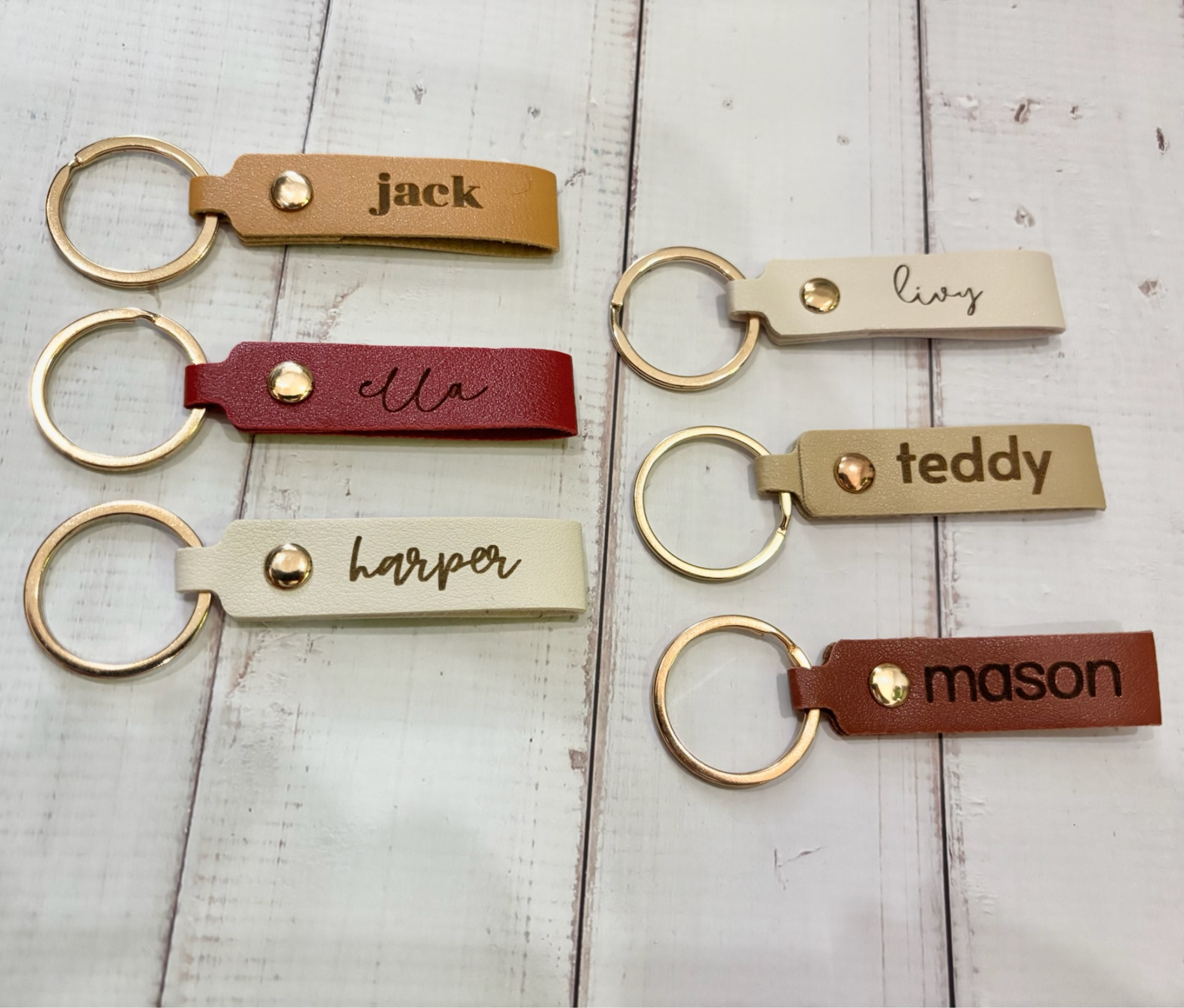 Engraved Leather Keychains (Mini Size)