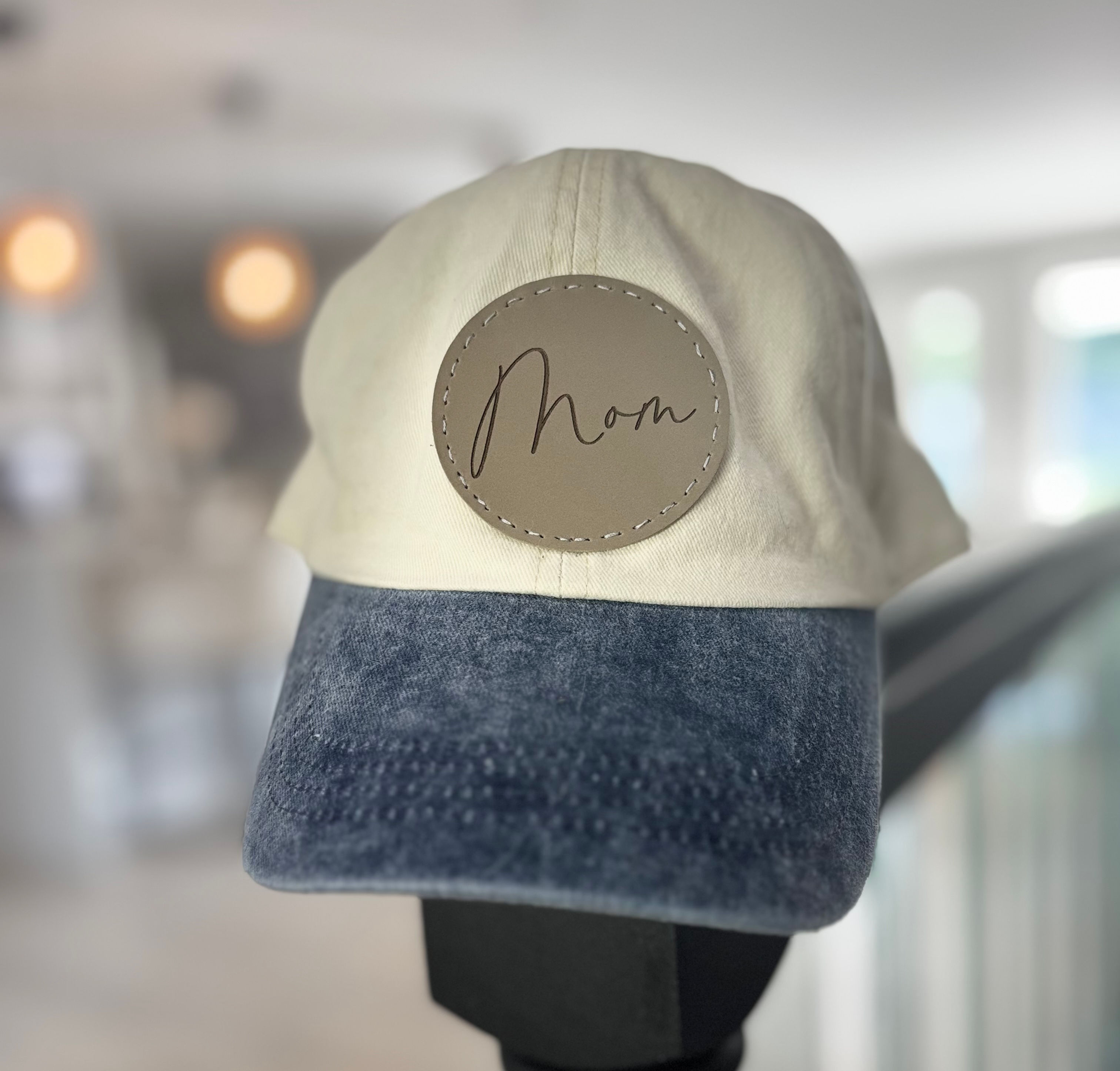 Trendy "Mom" Hat with Leather Patch