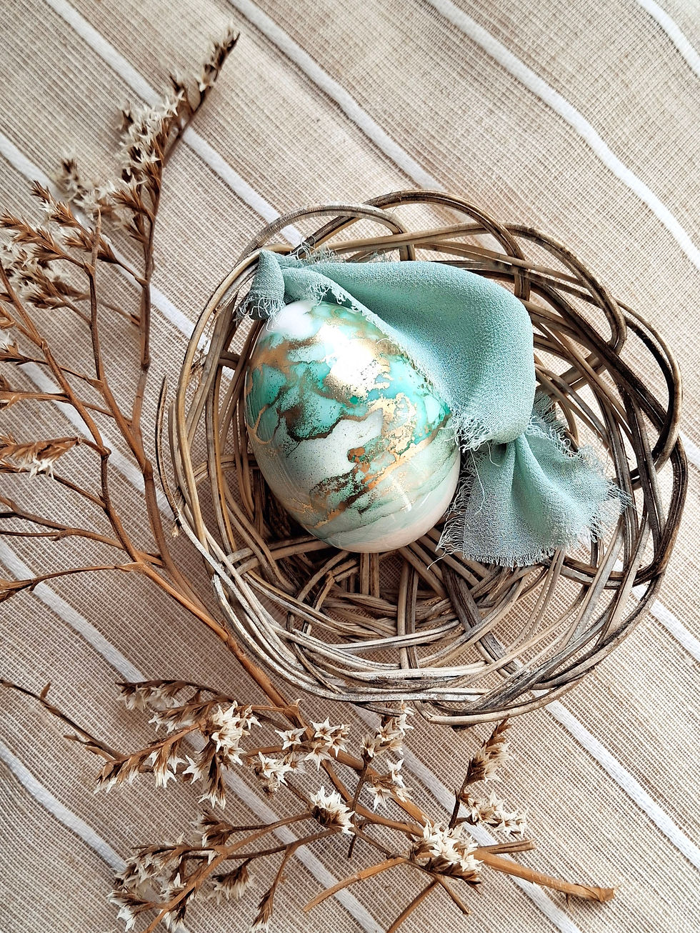 Thumbnail: Handpainted Porcelain Easter Egg Hanging Decorations - Spearmint