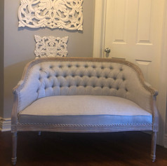 Gray French Tufted Settee