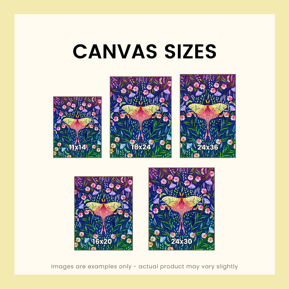 Thumbnail: Luna Moth and Flowers, Pre Drawn Canvas, Canvas Art