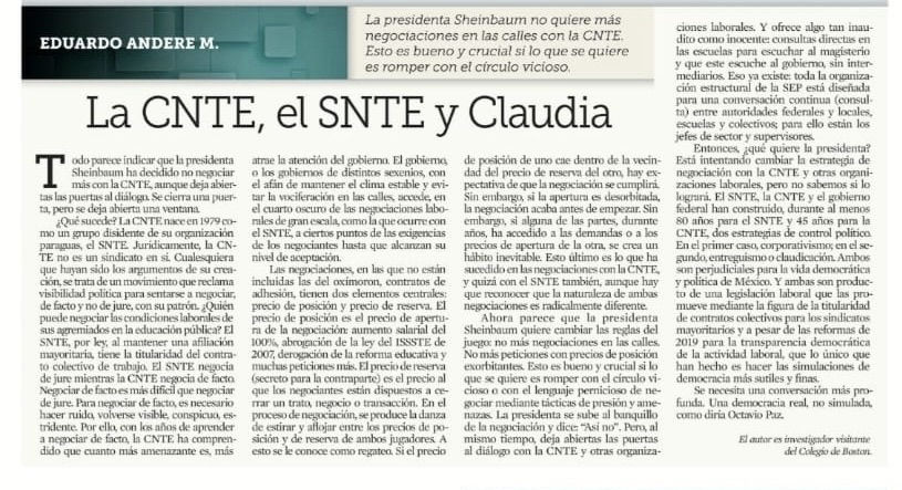 La CNTE, el SNTE y Claudia