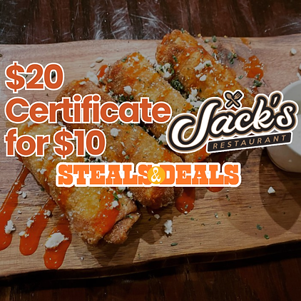 Jack's Restaurant $20 Certificate for $10