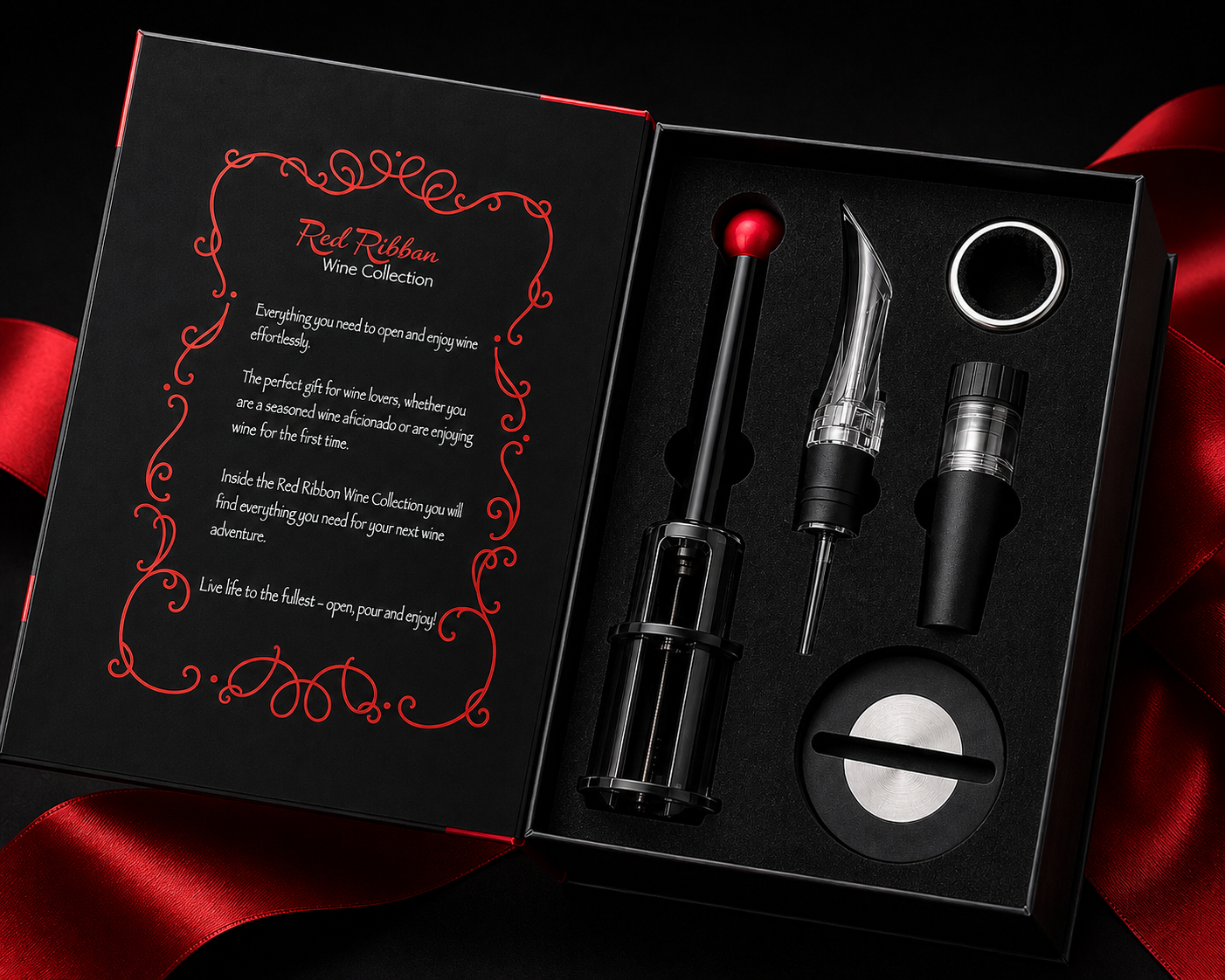 red wine ribbon set