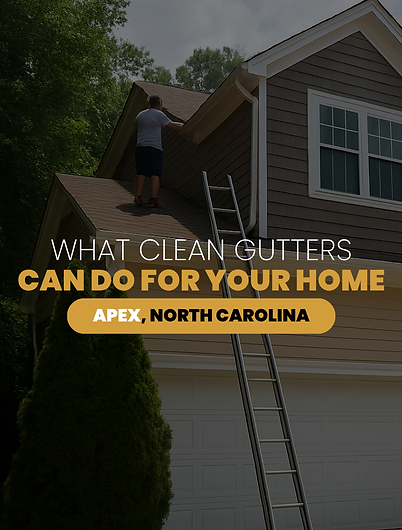 Corner of a roof gutter and downspout on a home in Apex, NC