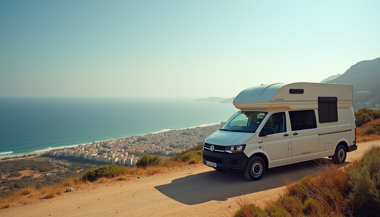 Vista panorámica desde un mirador en Mojácar con la autocaravana estacionada