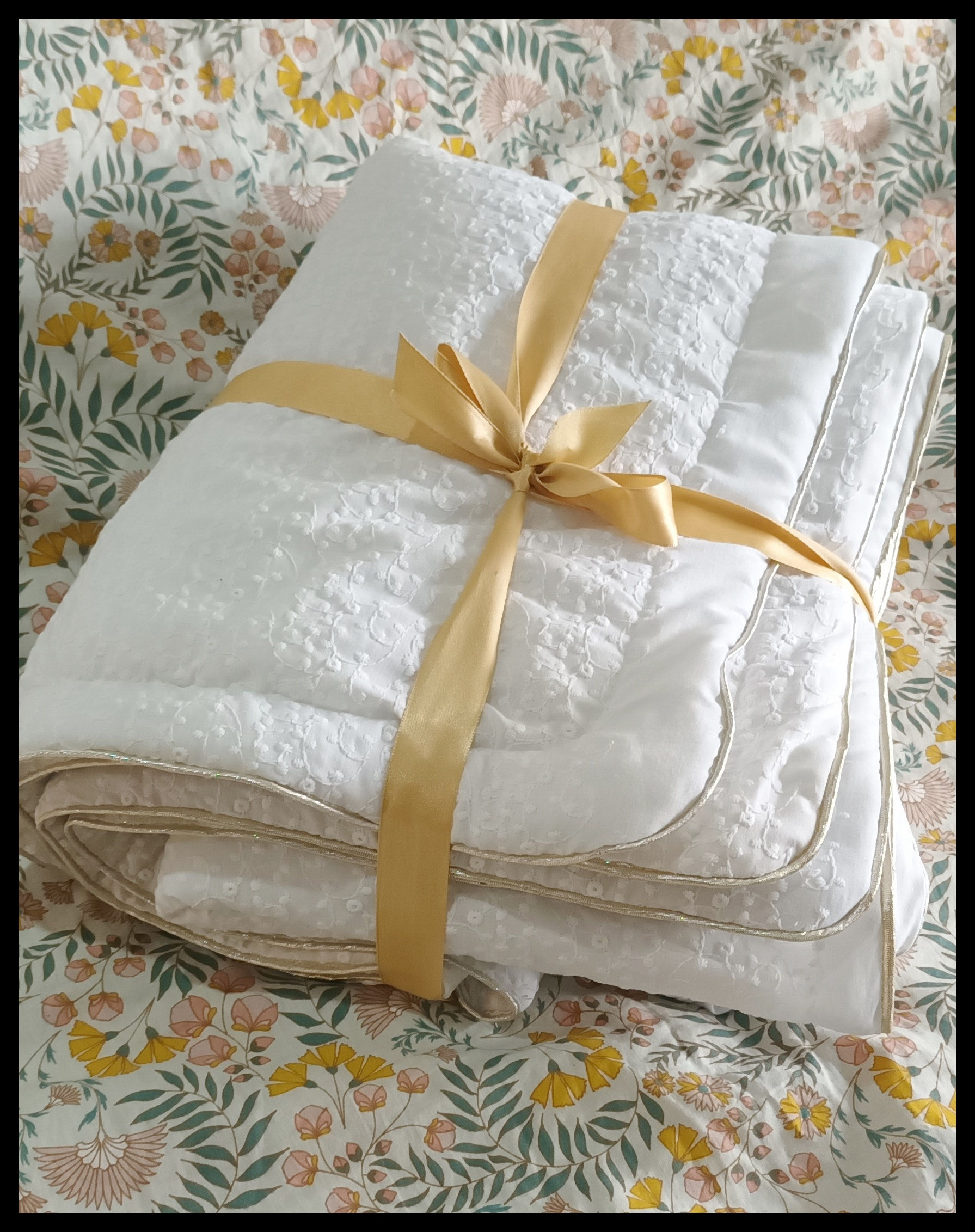 Plaid couverture coton brodé 