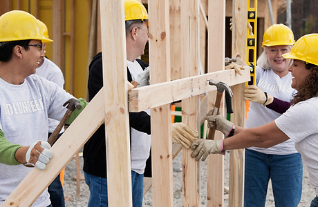 Volunteers on Construction Site