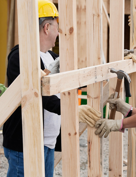 Volunteers on Construction Site
