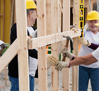 Volunteers on Construction Site