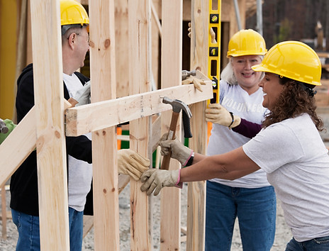 Volunteers on Construction Site