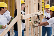 Volunteers on Construction Site