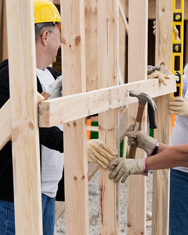 Volunteers on Construction Site