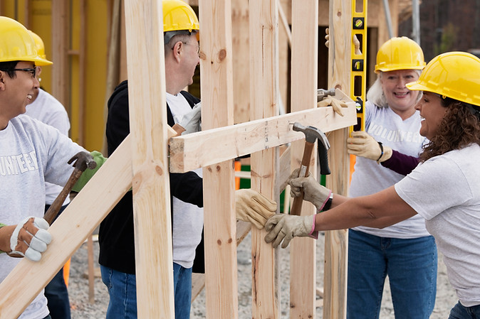 Volunteers on Construction Site