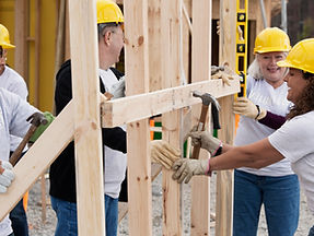 Volunteers on Construction Site
