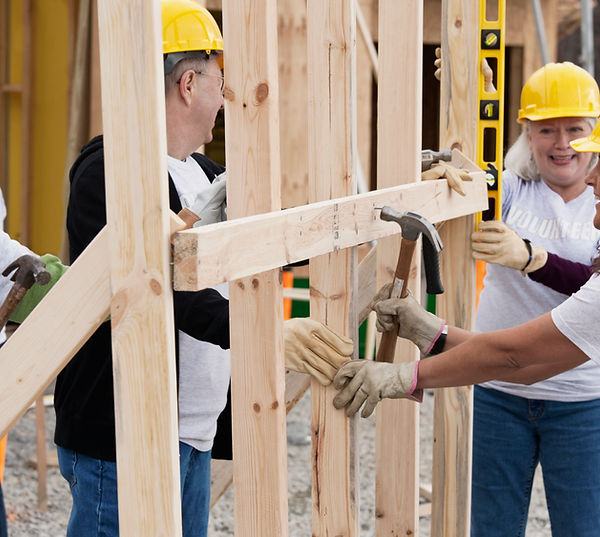 Volunteers on Construction Site